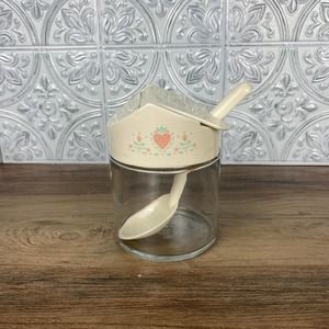 Corelle Forever Yours Gemco Sugar Bowl with Lid and Spoon, Jam Jar, Corning